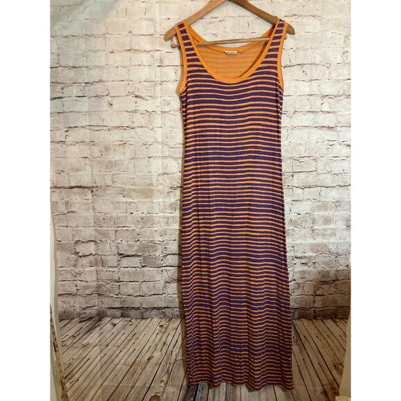 Hiho Maxi Dress Womens Small Purple & Orange Striped Full Length Stretch - Picture 1 of 16